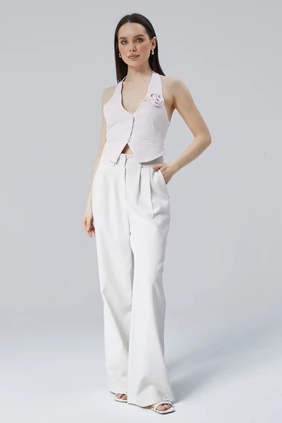 Kadın Astarlı Gül Detaylı Yelek - Resim 2