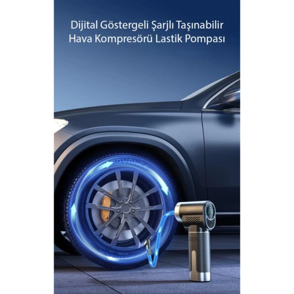 Coofbe Akıllı Tam Otomatik Şarjlı Kablosuz Led Ekran Araç Lastik Pompası Kompresör Tüm Araçlara Uyumlu - 3