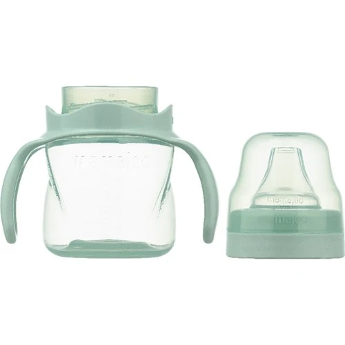 Mamajoo Kulplu Akıtmaz Eğitici Bardak Powder Green & Anti-Kolik Bardak Ucu 160ML - 4