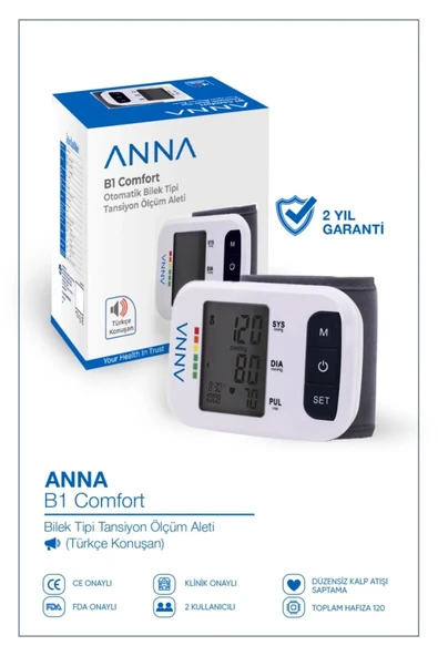 Anna B1 Comfort Dijital Bilekten Ölçer Konuşan Tansiyon Aleti