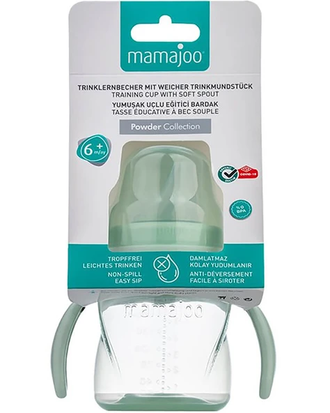 Mamajoo Kulplu Akıtmaz Eğitici Bardak Powder Green & Anti-Kolik Bardak Ucu 160ML