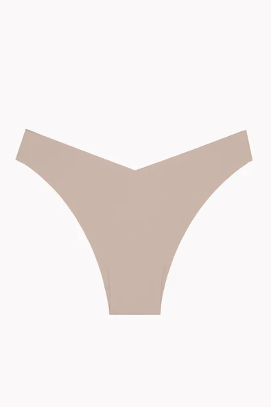 Açık Pembe Gül Kurusu Açık Kahve 3lü Lazer İz Yapmaz V Shape Brazillian Külot - Resim 3