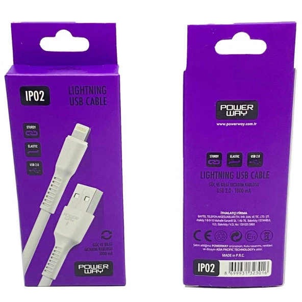 Powerway Ip02 Lightning 1Mt Usb Şarj Kablosu