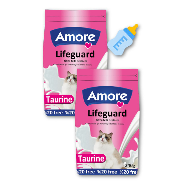 2x240gr Yavru Kedi Süt Tozu Lifeguard, Konserve-2, Biberon, Mama Kabı Seti - 4