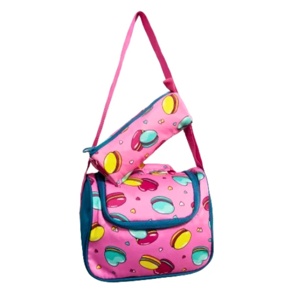 3 gözlü full astarlı ilkokul çantası+ termoslu beslenme + kalemlik 3 lü set kurabiyeli - Resim 3