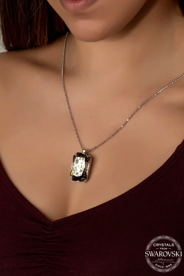 Swarovski Crystal Kadın Panter Gümüş Kolye - 2