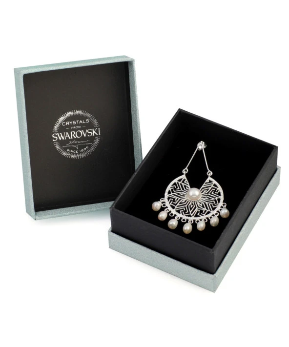 Swarovski Crystal Kadın Rose Oval Gümüş Kolye - 5