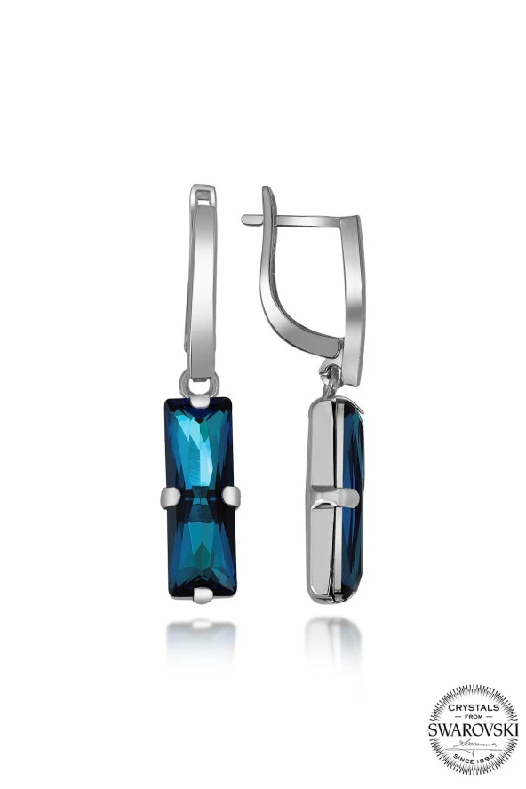 Swarovski Crystal Kadın Salkım 10x7 mm Gümüş Küpe