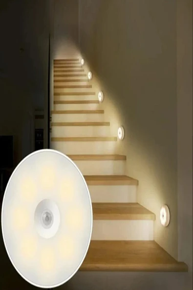 Şarjlı Hareket Sensörlü Gece Lambası – Sarı LED Işık, Dolap, Mutfak, Koridor ve Bebek Odası İçin - 6