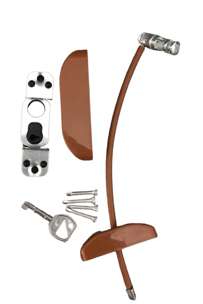 Kahverengi Çelik Halatlı Kilit Pencere Emniyet Çocuk Güvenlik Kilidi (1 Adet) - 5