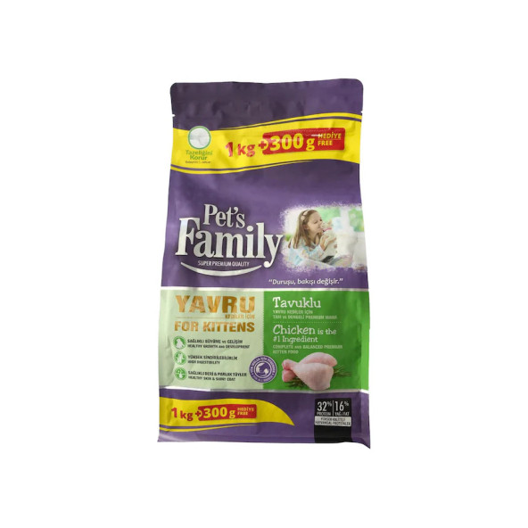 Pet's Family Premium Tavuklu Yavru Kedi Maması 1300 G