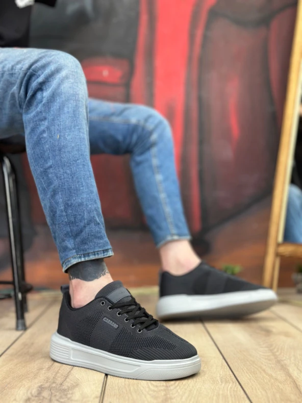 BA0349 Özel Örme Triko Yüksek Taban Tarz Füme Renk Spor Ayakkabı ürün görseli 1