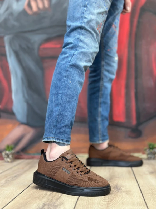 BA0349 Özel Örme Triko Yüksek Taban Tarz Taba Renk Spor Ayakkabı - Resim 2