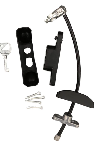 Siyah Renkli Çelik Halatlı Kilit Pencere Emniyet Çocuk Güvenlik Kilidi (1 Adet) - 5