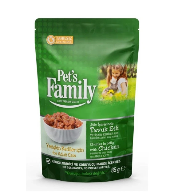 Pets Family Pouch Yetişkin Kedi Tavuklu Jöleli