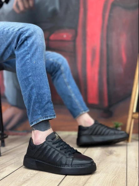BA0348 İçi Dışı Hakiki Deri Bağcıklı Siyah Casual Erkek Ayakkabı