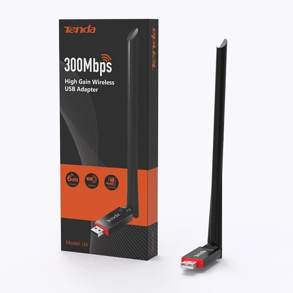 Tenda U6 300 Mbps 6dbi Wireless USB Adapter - 2