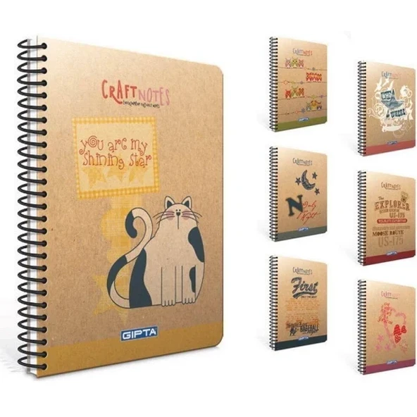 Gıpta Craft Notes 17x24 100yp Sert Kapak Spiralli Not Defteri Çizgili - 1 Adet / C23