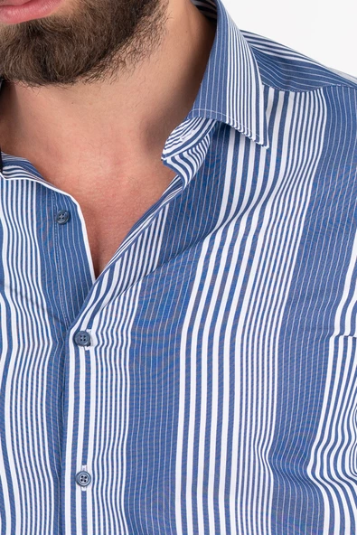 ECER ÇİZGİLİ REGULAR FİT GÖMLEK - Resim 5