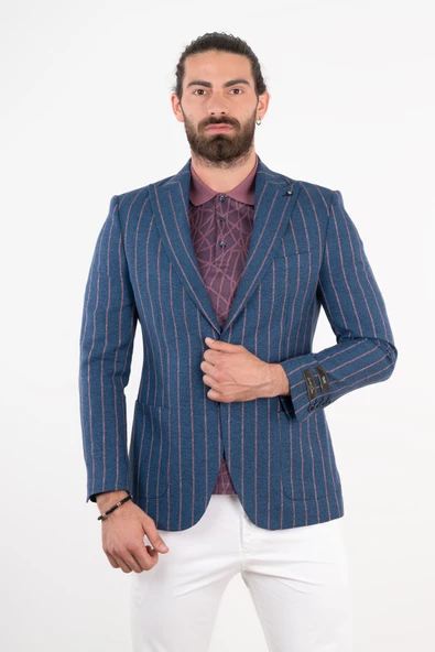 SİR ÇİZGİLİ TEK ÇEKET - 4