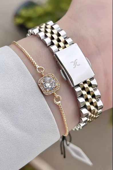 Daniel Klein DKISTE1183 Kadranı Yeşil Kordonu Gold Renk Hediye Paketli Kadın Kol Saati ve Bileklik - 5