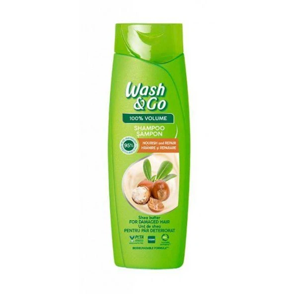 Wash & Go Shea Özlü Yıpranmış Saçlar İçin Şampuan 360 ml