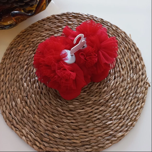 MARS BABY Kız Bebek Özel Gün Kırmızı Fırfırlı Tütü Kokoş Çorap