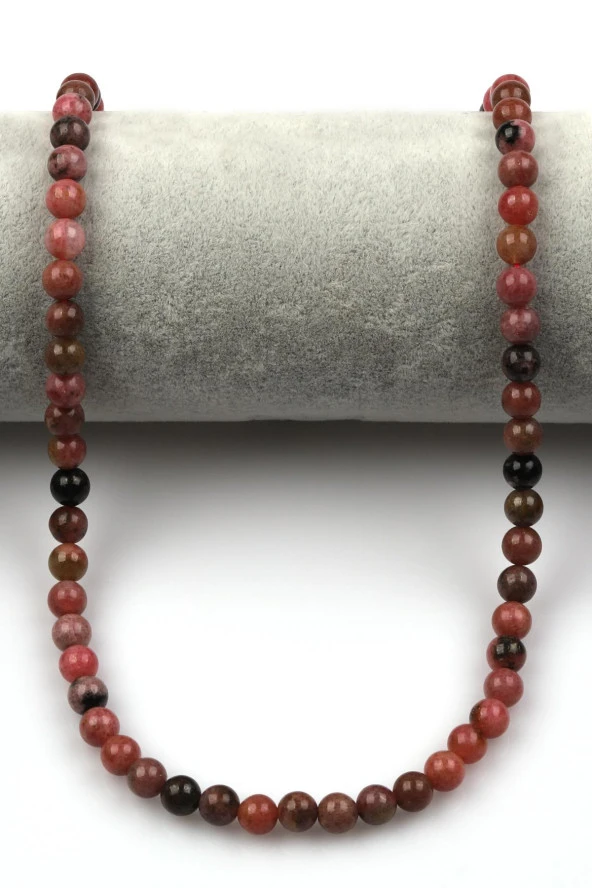 Rodonit ( A Kalite ) Doğal Taş Dizi 8 mm Küre Kesim - Resim 2