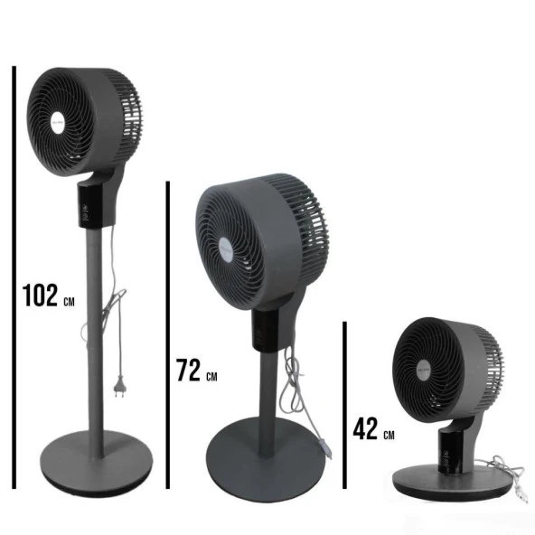 Baleno SF 8 BAAC 3D Salınım 20 Cm. Uzaktan Kumandalı Vantilatör - Midnight Graphite - 3