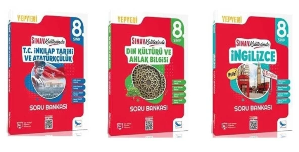8.SINIF T.C. İNKİLAP TARİHİ + DİN KÜLTÜRÜ + iNGİLİZCE SORU BANKASI SINAV KALİTESİNDE (3 KİTAP)