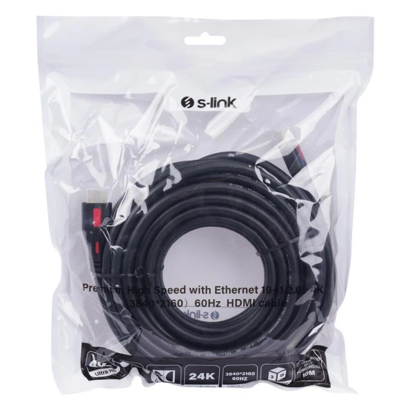 S-link SL-HDM4K10 19+1 HDMI to HDMI 10m v2.0 4K (3840*2160) 60Hz Kablo - 4