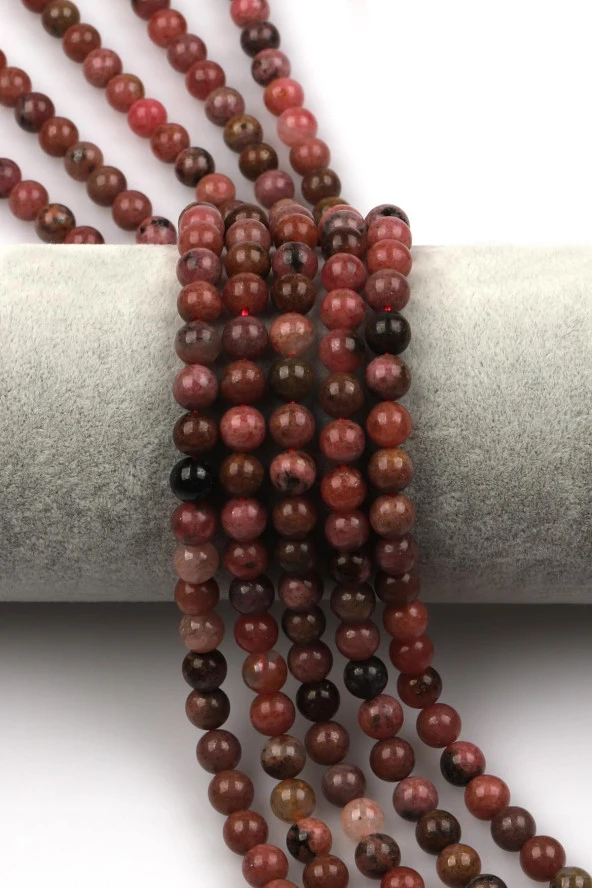 Rodonit ( A Kalite ) Doğal Taş Dizi 6 mm Küre Kesim