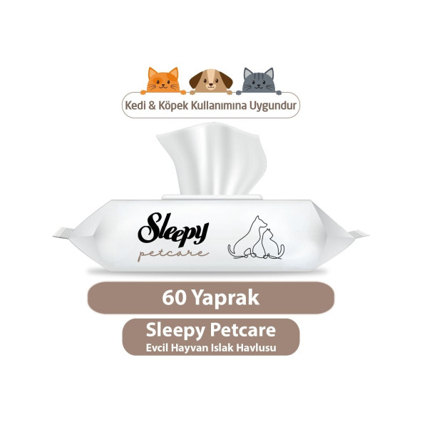 Sleepy Petcare 60'lı Evcil Hayvan Islak Havlusu
