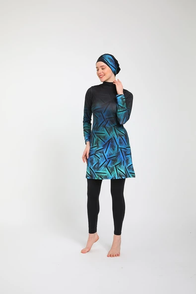 Chelly Kadın Likralı Tam Kapalı Tesettür Mayo S 3765 - 6