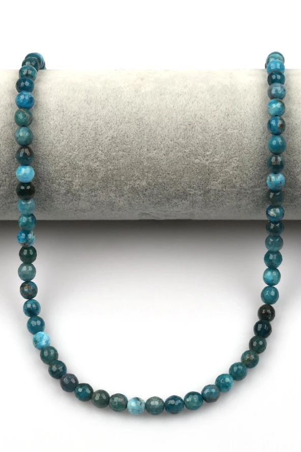 Apatit Doğal Taş Dizi 8 mm Fasetli Küre Kesim - Resim 2