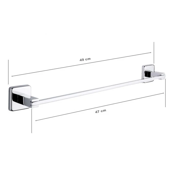 Tema Lüx Kare Plus Uzun Havluluk Banyo Havlu Askısı Krom - 2