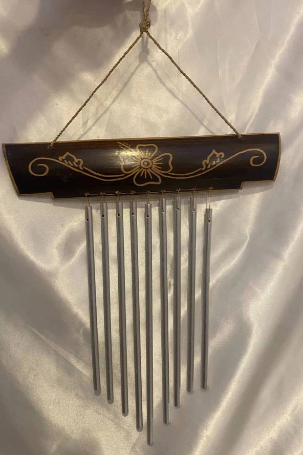 Rüzgar Çanı Deprem Zili Çanı Ahşap Metal Borulu - Resim 3