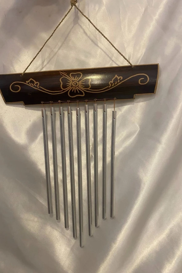 Rüzgar Çanı Deprem Zili Çanı Ahşap Metal Borulu - Resim 8