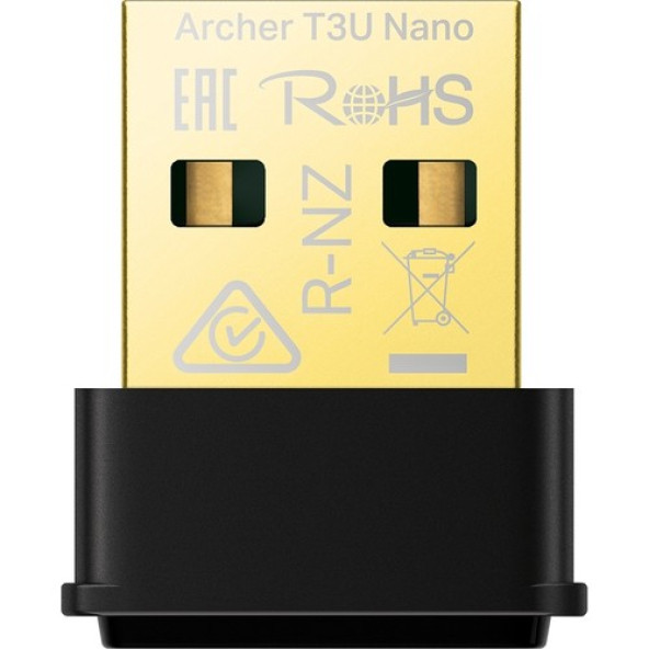 TP-LINK Archer T3U Nano, AC1300 Mbps Nano Kablosuz Dual-Band MU-MIMO USB Adaptör