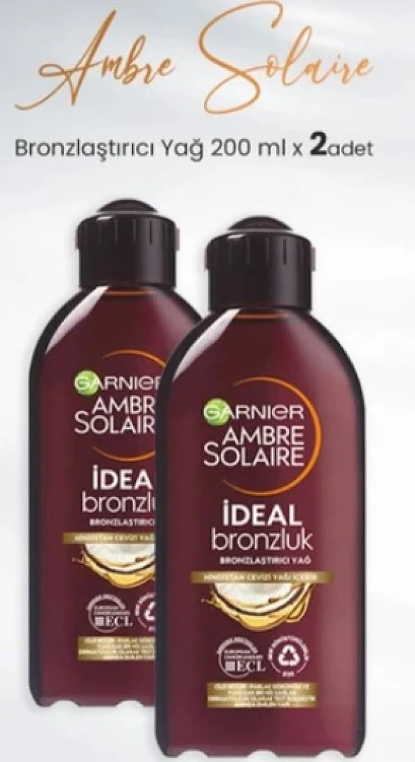 Garnier Ambre Solaire Bronzlaştıcı Yağ 200 ml x 2 Adet