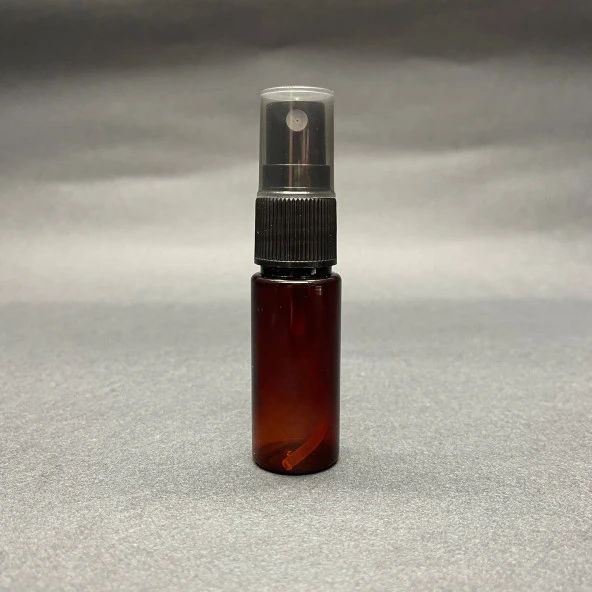 15 cc Kahverengi Silindir Pet Şişe - Siyah Spreyli - 15 ml Amber Plastik Şişe  x 10 Adet