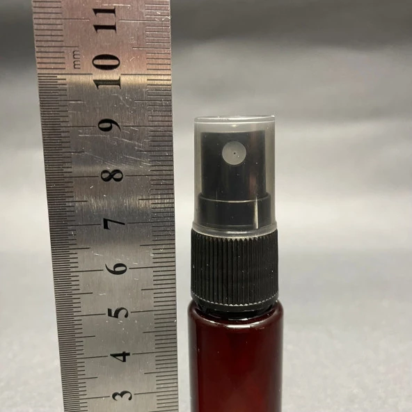 15 cc Kahverengi Silindir Pet Şişe - Siyah Spreyli - 15 ml Amber Plastik Şişe  x 10 Adet - Resim 2
