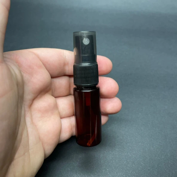 15 cc Kahverengi Silindir Pet Şişe - Siyah Spreyli - 15 ml Amber Plastik Şişe  x 10 Adet - Resim 4