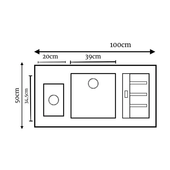 Real Stone P022 Aspendos 1,5 Gözlü Siyah Granit Mutfak Eviyesi 100x50 - 2