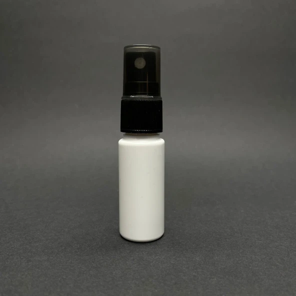 15 cc Beyaz Silindir Pet Şişe - Siyah Spreyli - 15 ml Mat Beyaz Plastik Şişe  x 10 Adet ürün görseli
