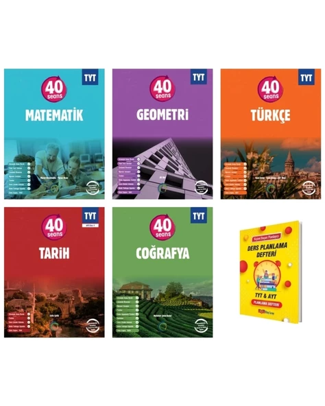 TYT 40 Seans Matematik Geometri Türkçe Tarih ve Coğrafya Eşit Ağırlık 5li Set