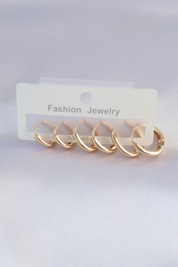 Pirinç Gold Renk Oval Küpe Seti - EBJ240601W24773 ürün görseli