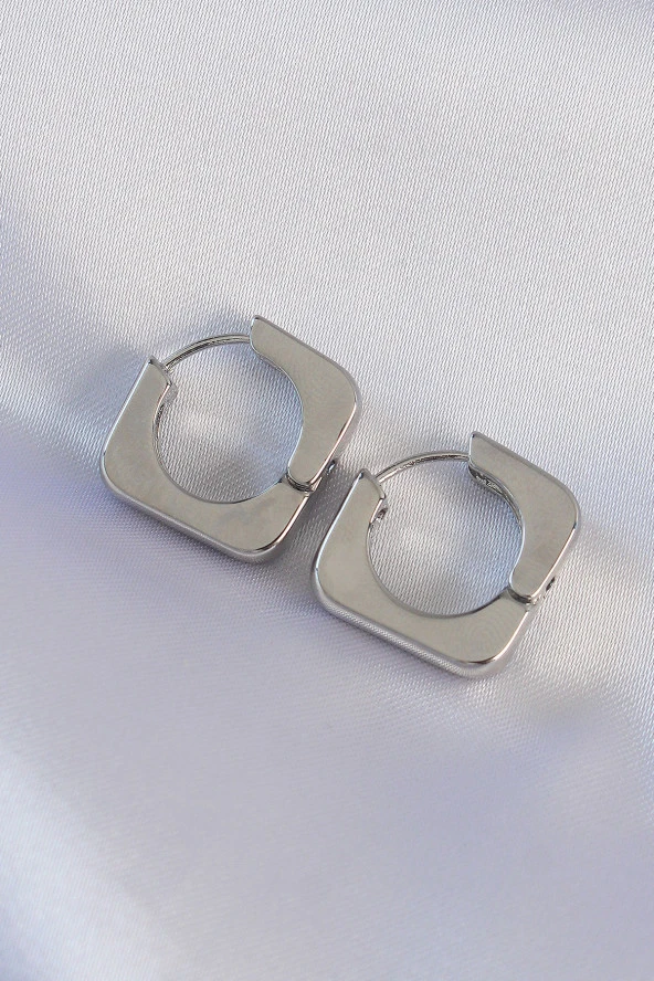 Pirinç Gümüş Renk Kare Küpe - EBJ240601W24762 ürün görseli