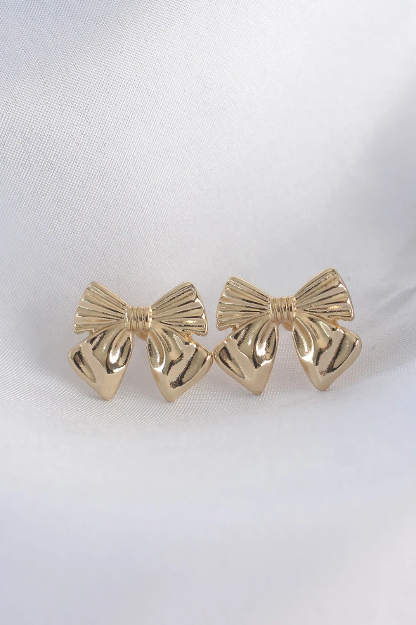 Pirinç Gold Renk Fiyonk Küpe - EBJ240601W24553