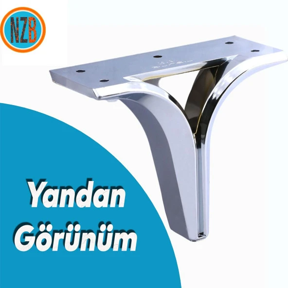 Mobilya Kanepe Sehpa TV Ünitesi Çekyat Yükseltici Koltuk Ayağı Baza Ayak Krom 12 cm - Resim 5